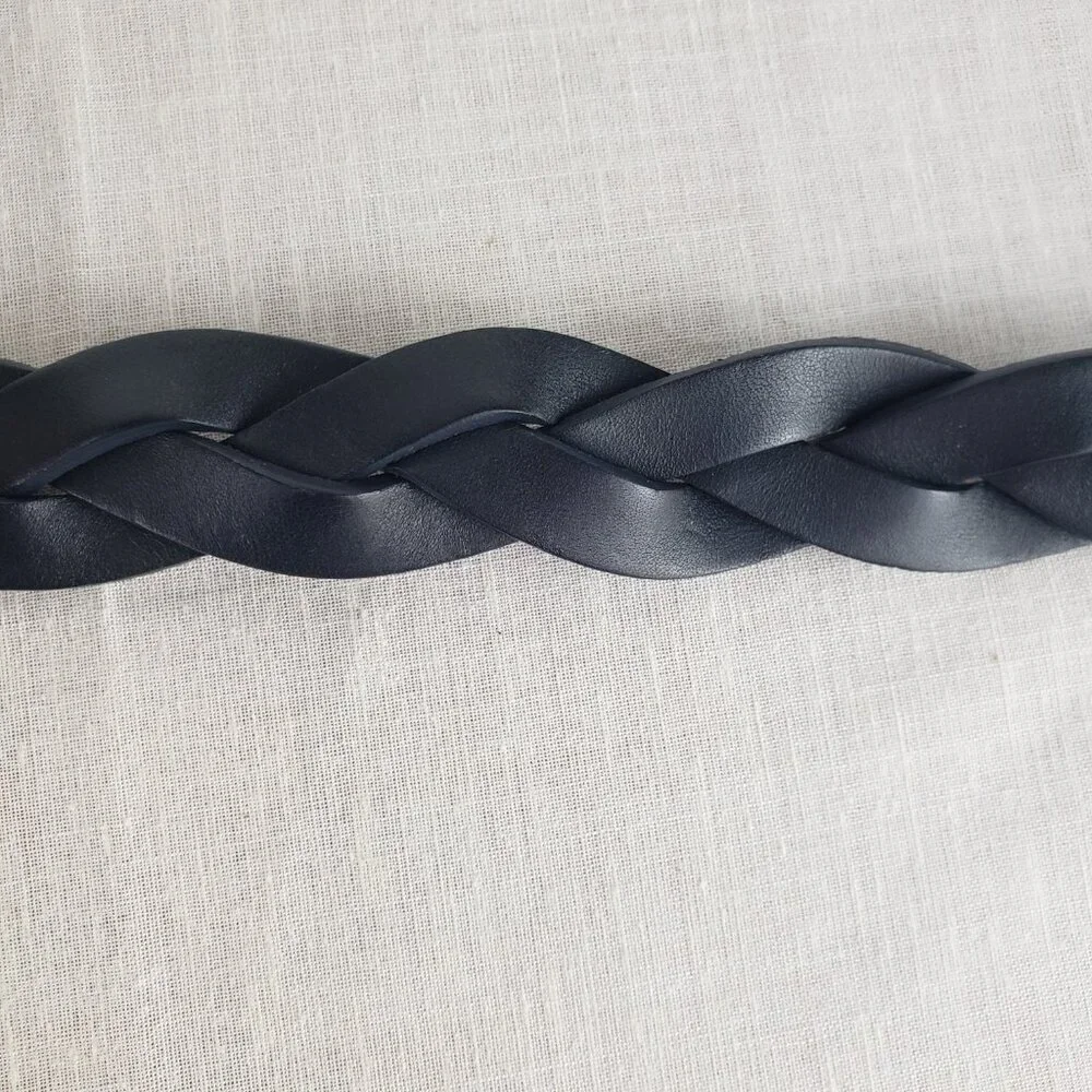 Coach Braided Belt Black Leather 1.5